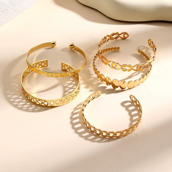 Metal Open Bracelet Iron Alloy Geometric Electroplated For Women And Unisex