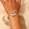 Metal Open Leaf Design Women's Bracelet Ring Jewelry Set With Electroplating