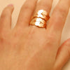 Metal Open Leaf Design Women's Bracelet Ring Jewelry Set With Electroplating