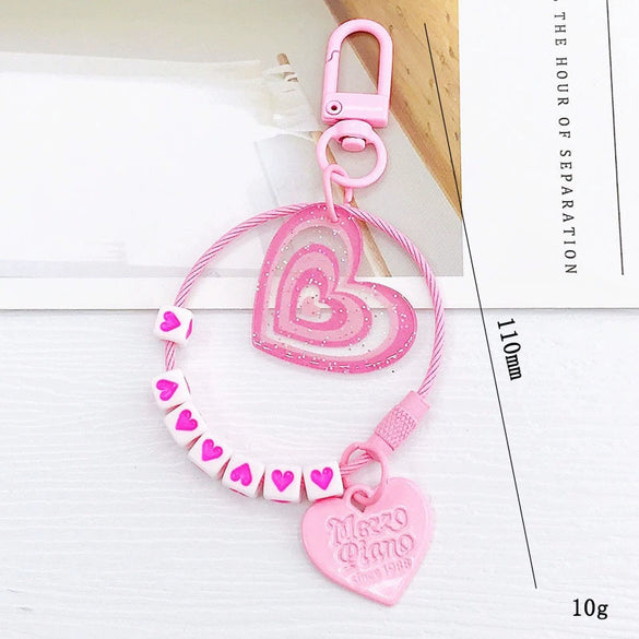 Metal Peach Heart Keychain Pendant Modern And Minimalist Baking Paint Decorative Pendant