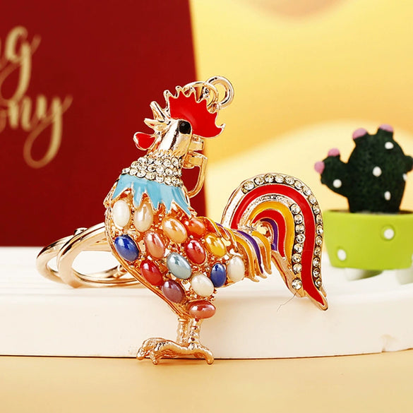 Metal Peanut Shaped Rhinestone Opal Keychain And Bag Pendant