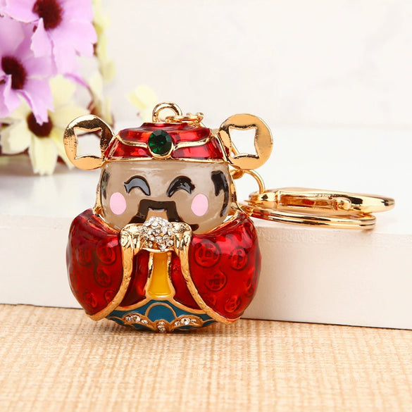 Metal Peanut Shaped Rhinestone Opal Keychain And Bag Pendant