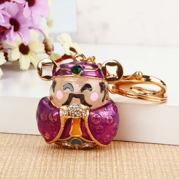 Metal Peanut Shaped Rhinestone Opal Keychain And Bag Pendant