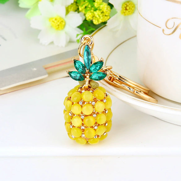 Metal Peanut Shaped Rhinestone Opal Keychain And Bag Pendant