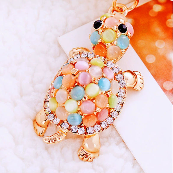 Metal Peanut Shaped Rhinestone Opal Keychain And Bag Pendant