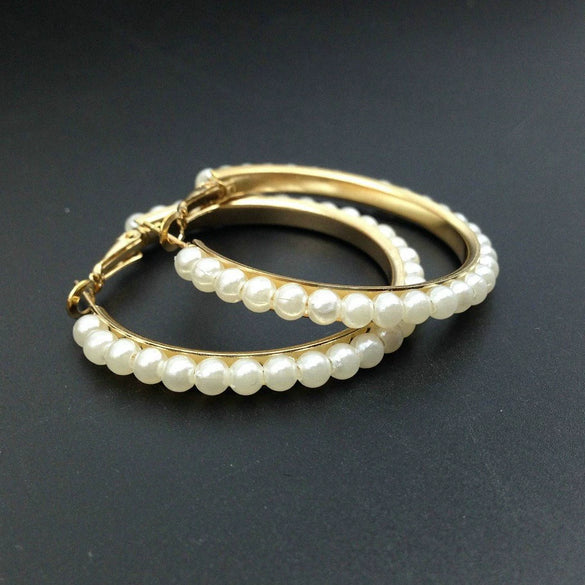 Metal Pearl Inlaid Geometric Star Earrings With Electroplated Finish Small Fragrance Style For Women