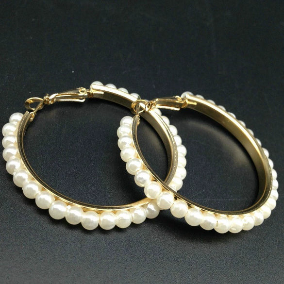 Metal Pearl Inlaid Geometric Star Earrings With Electroplated Finish Small Fragrance Style For Women