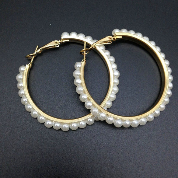 Metal Pearl Inlaid Geometric Star Earrings With Electroplated Finish Small Fragrance Style For Women