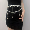 Metal Pearl Shell Waist Chain For Women Layered Tassel Multilayer Body Chain Belt Dualuse Necklace