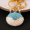Metal Pearl Small Fragrant Style Key Chain Ring For Women As Bag Pendant