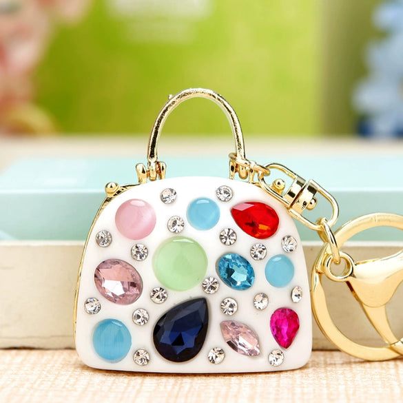 Metal Pearl Small Fragrant Style Key Chain Ring For Women As Bag Pendant
