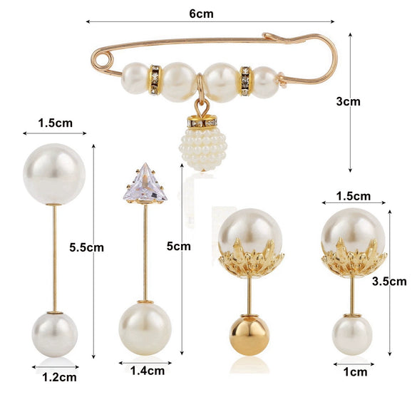 Metal Pearl Zircon Flower Collar Pin Brooch With Electroplating
