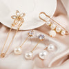 Metal Pearl Zircon Flower Collar Pin Brooch With Electroplating