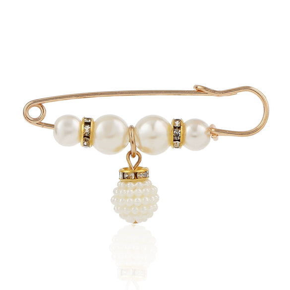 Metal Pearl Zircon Flower Collar Pin Brooch With Electroplating