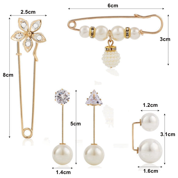 Metal Pearl Zircon Flower Collar Pin Brooch With Electroplating