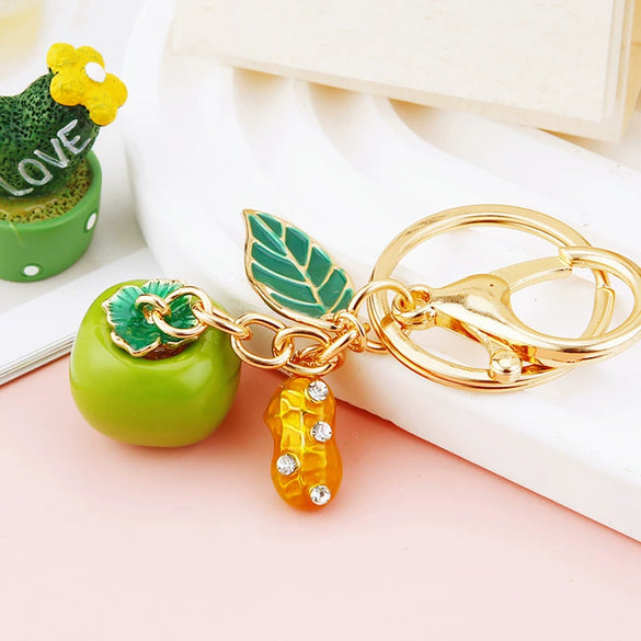Metal Persimmon Ruyi Creative Keychain With Diamond Encrustment For Women's Bags