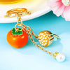 Metal Persimmon Ruyi Creative Keychain With Diamond Encrustment For Women's Bags