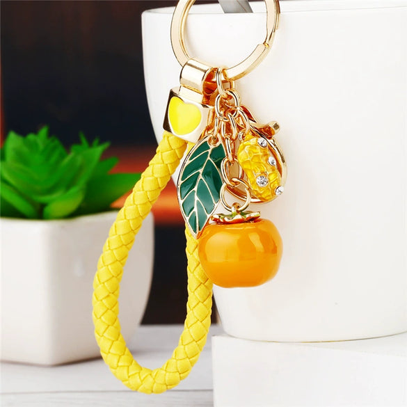 Metal Persimmon Shaped Women's Pastoral Style Car Keychain And Bag Pendant