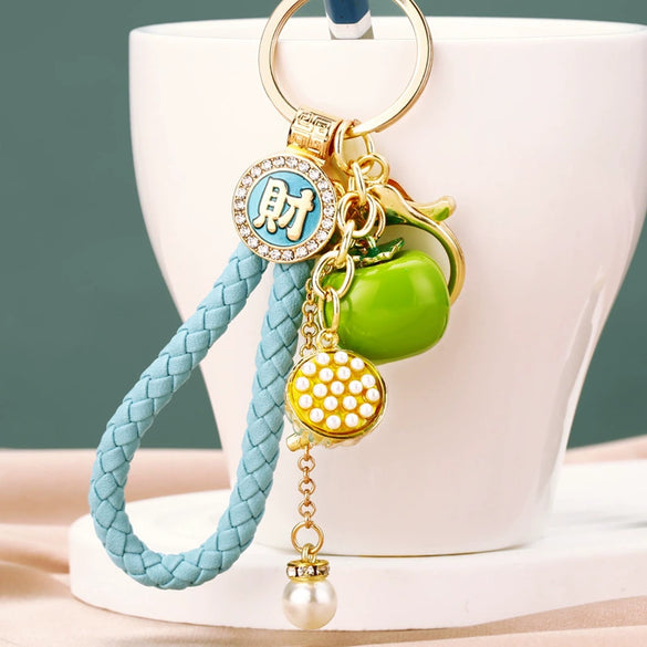 Metal Persimmon Shaped Women's Pastoral Style Car Keychain And Bag Pendant