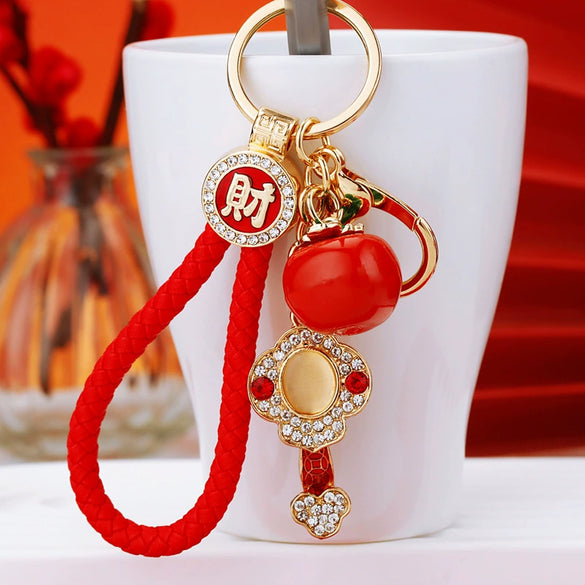 Metal Persimmon Shaped Women's Pastoral Style Car Keychain And Bag Pendant