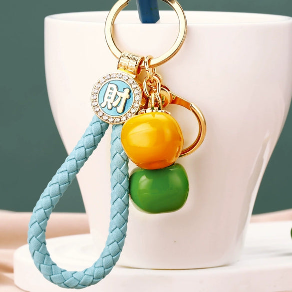 Metal Persimmon Shaped Women's Pastoral Style Car Keychain And Bag Pendant