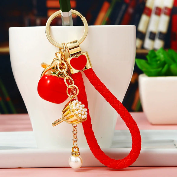 Metal Persimmon Shaped Women's Pastoral Style Car Keychain And Bag Pendant