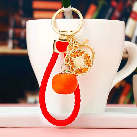 Metal Persimmon Shaped Women's Pastoral Style Car Keychain And Bag Pendant