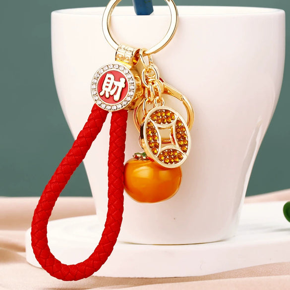 Metal Persimmon Shaped Women's Pastoral Style Car Keychain And Bag Pendant