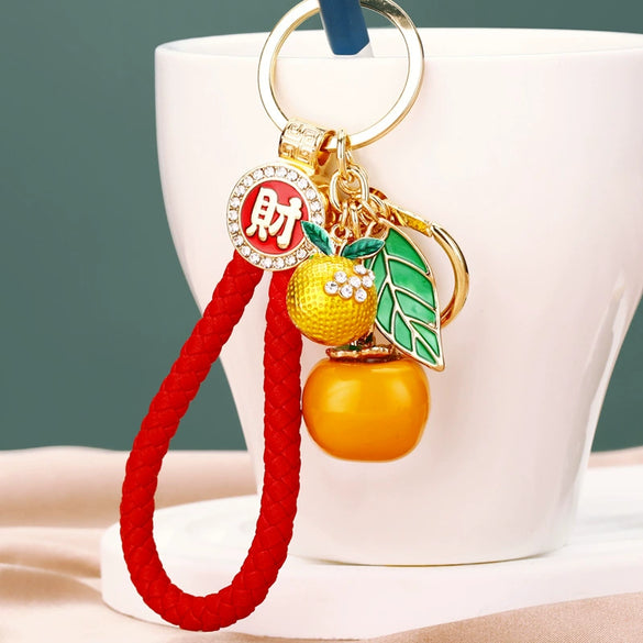 Metal Persimmon Shaped Women's Pastoral Style Car Keychain And Bag Pendant