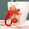 Metal Persimmon Shaped Women's Pastoral Style Car Keychain And Bag Pendant