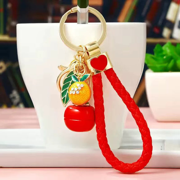Metal Persimmon Shaped Women's Pastoral Style Car Keychain And Bag Pendant