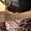 Metal Personality Plants And Flowers Carved Pattern Stacked Bracelet With Electroplating