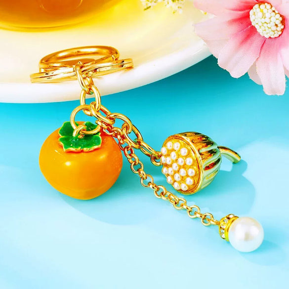 Metal Pineappleshaped Keychain Pendant With Diamond Encrustment For Women
