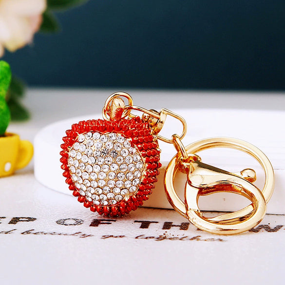 Metal Pineappleshaped Keychain Pendant With Diamond Encrustment For Women