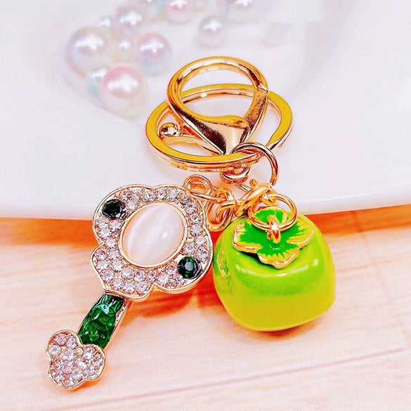 Metal Pineappleshaped Keychain Pendant With Diamond Encrustment For Women