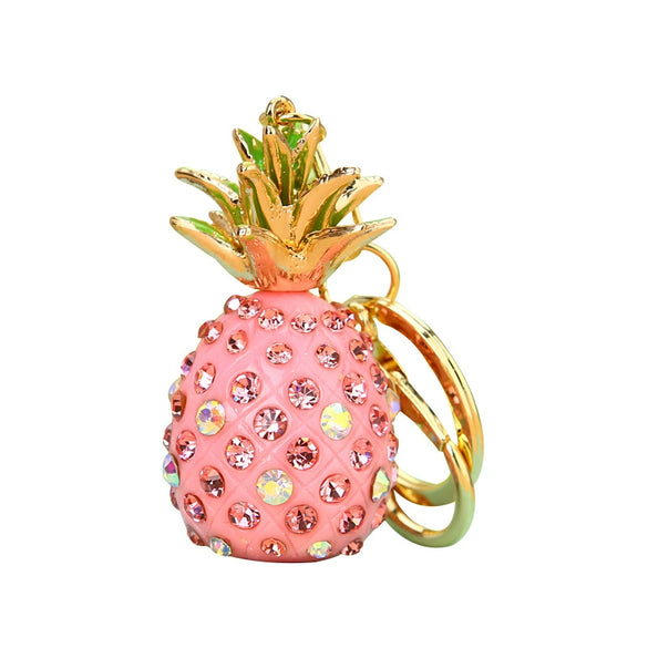 Metal Pineappleshaped Keychain Pendant With Diamond Encrustment For Women