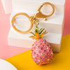 Metal Pineappleshaped Keychain Pendant With Diamond Encrustment For Women