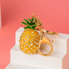 Metal Pineappleshaped Keychain Pendant With Diamond Encrustment For Women