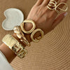 Metal Pleated Hollow Spring Bracelet Geometric Ins Style Electroplated