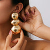 Metal Pleated Leaf Geometric Electroplated Earrings For Women