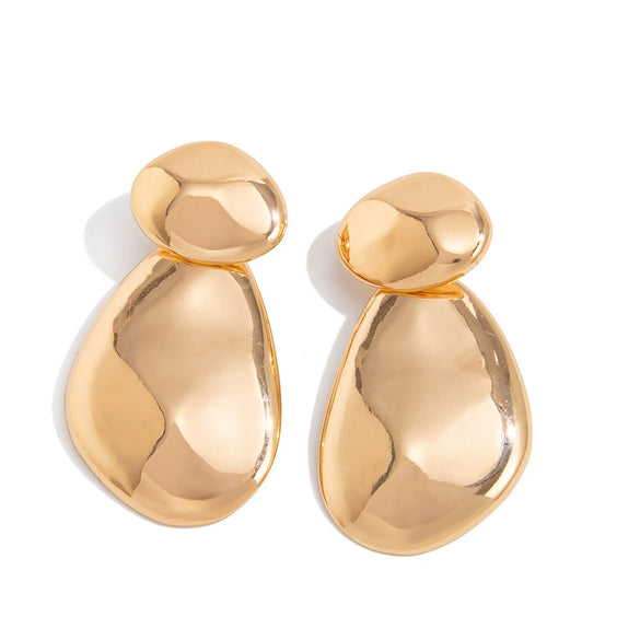 Metal Pleated Leaf Geometric Electroplated Earrings For Women