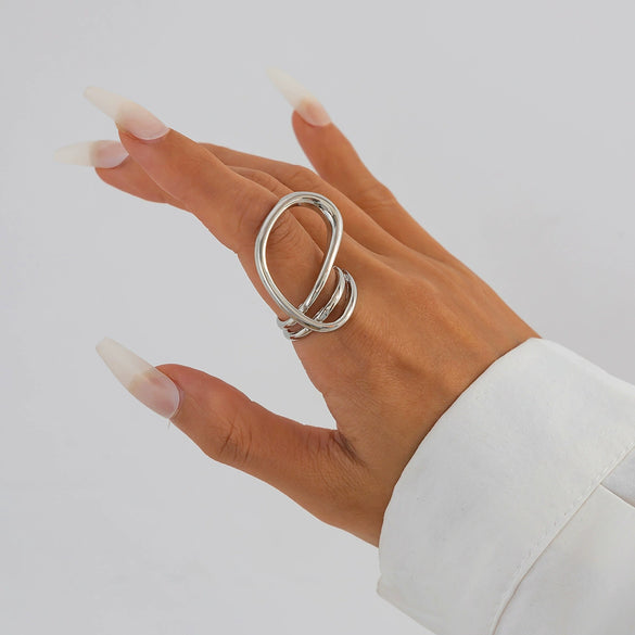 Metal Pleated Matte Exaggerated Irregular Ins Style Electroplated Bracelet