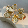 Metal Pleated Petal Flower Exaggerated Stereo Earrings For Women Electroplated