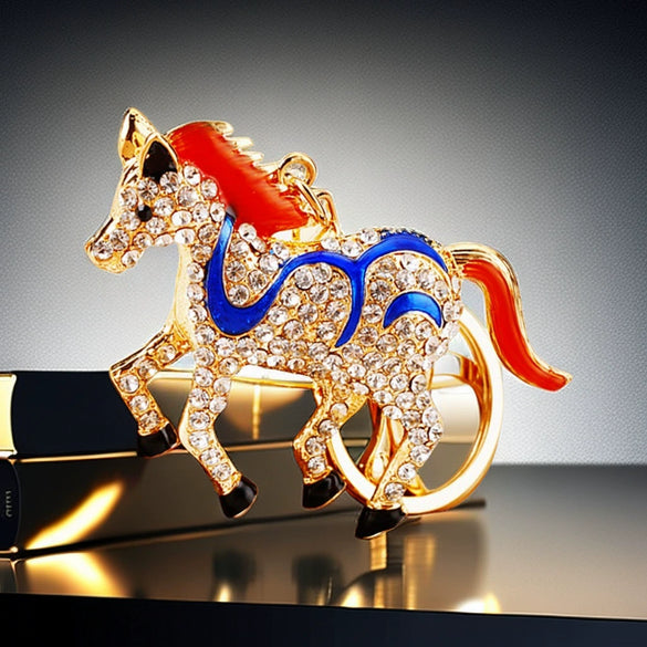 Metal Pony Rhinestone Key Chain For Women As Gift