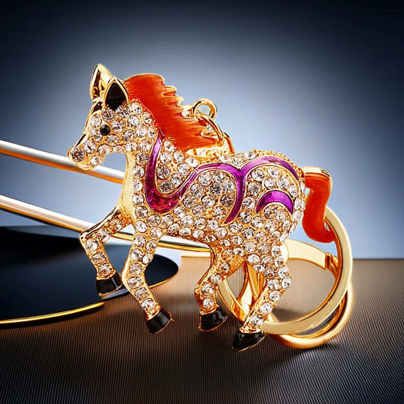 Metal Pony Rhinestone Key Chain For Women As Gift