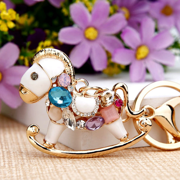 Metal Pony Rhinestone Key Chain For Women As Gift