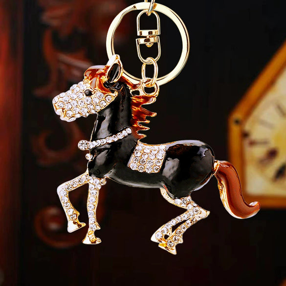 Metal Pony Rhinestone Key Chain For Women As Gift