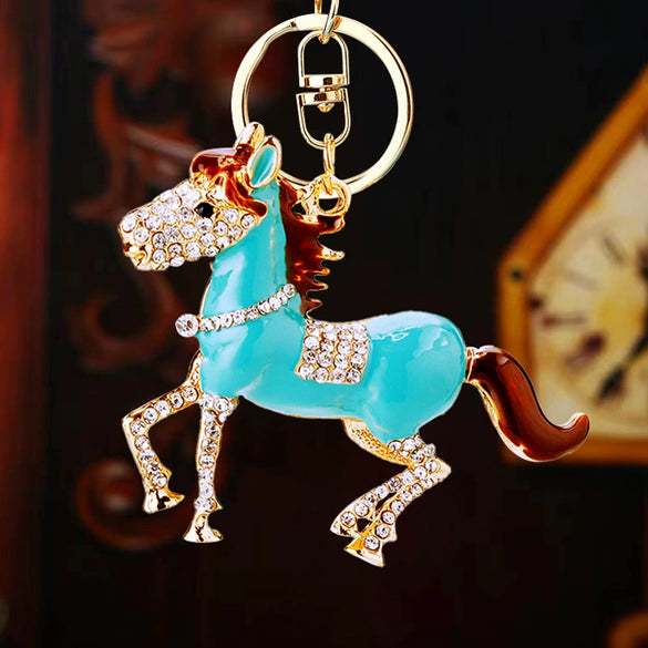 Metal Pony Rhinestone Key Chain For Women As Gift
