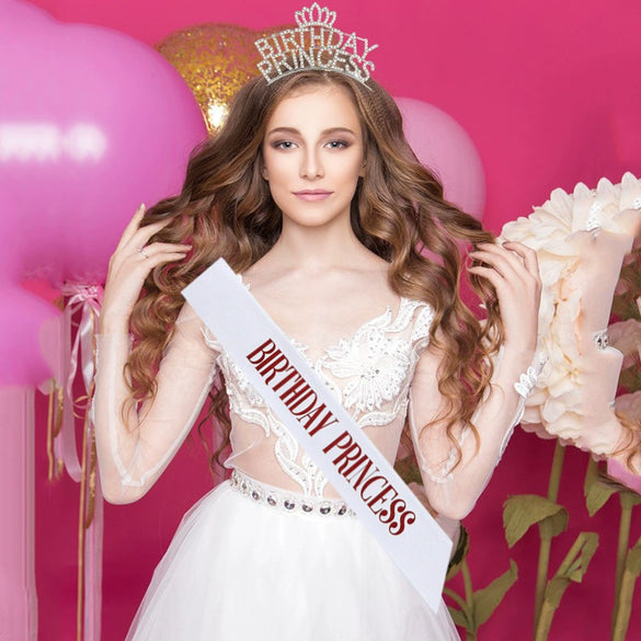 Metal Princess Crown Headband Shoulder Strap Etiquette Belt Hair Accessories Semimanual Semimechanical