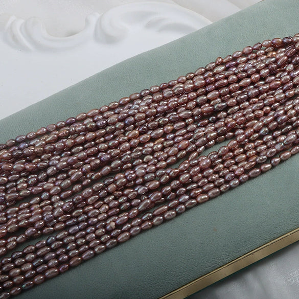 Metal Purple Rice Loose Freshwater Pearl Beads